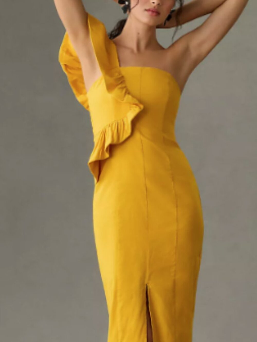 Anthropologie Mustard Yellow Smocked Top